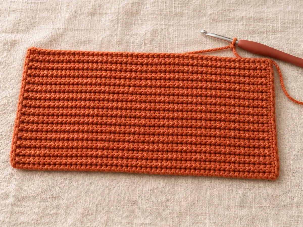 Rechthoek met ribbelpatroon voor een gehaakte pompoen